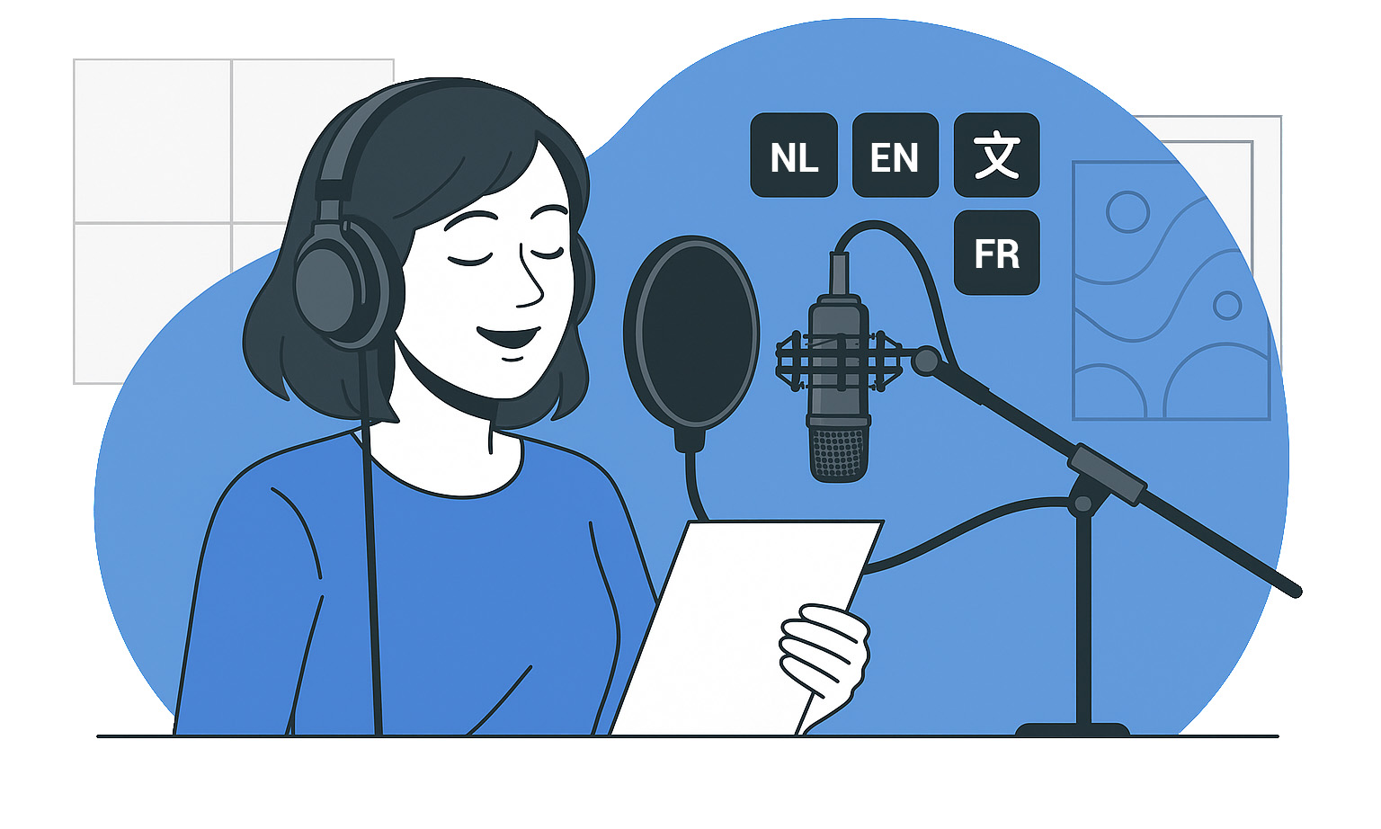 Professionele voice-over opname in studio